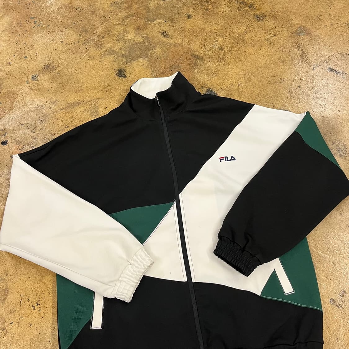 [정품/L] 휠라 블랙 화이트 그린 컬러 트랙 자켓 b19 상품이미지1