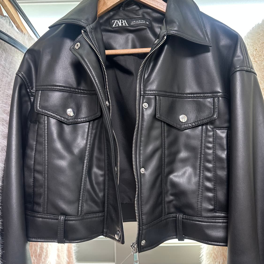 자라 가죽 자켓 블랙 상품이미지1
