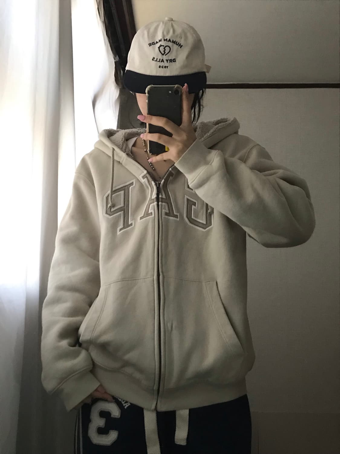 갭 아이보리 퍼후드집업 상품이미지3