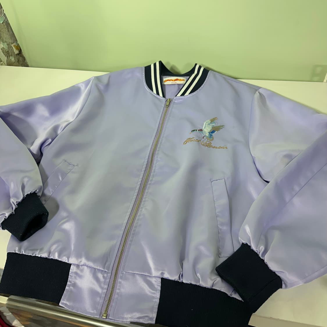 M 원더마켓 오버핏 라이트퍼플 청둥오리자수 스카쟌자켓 상품이미지4