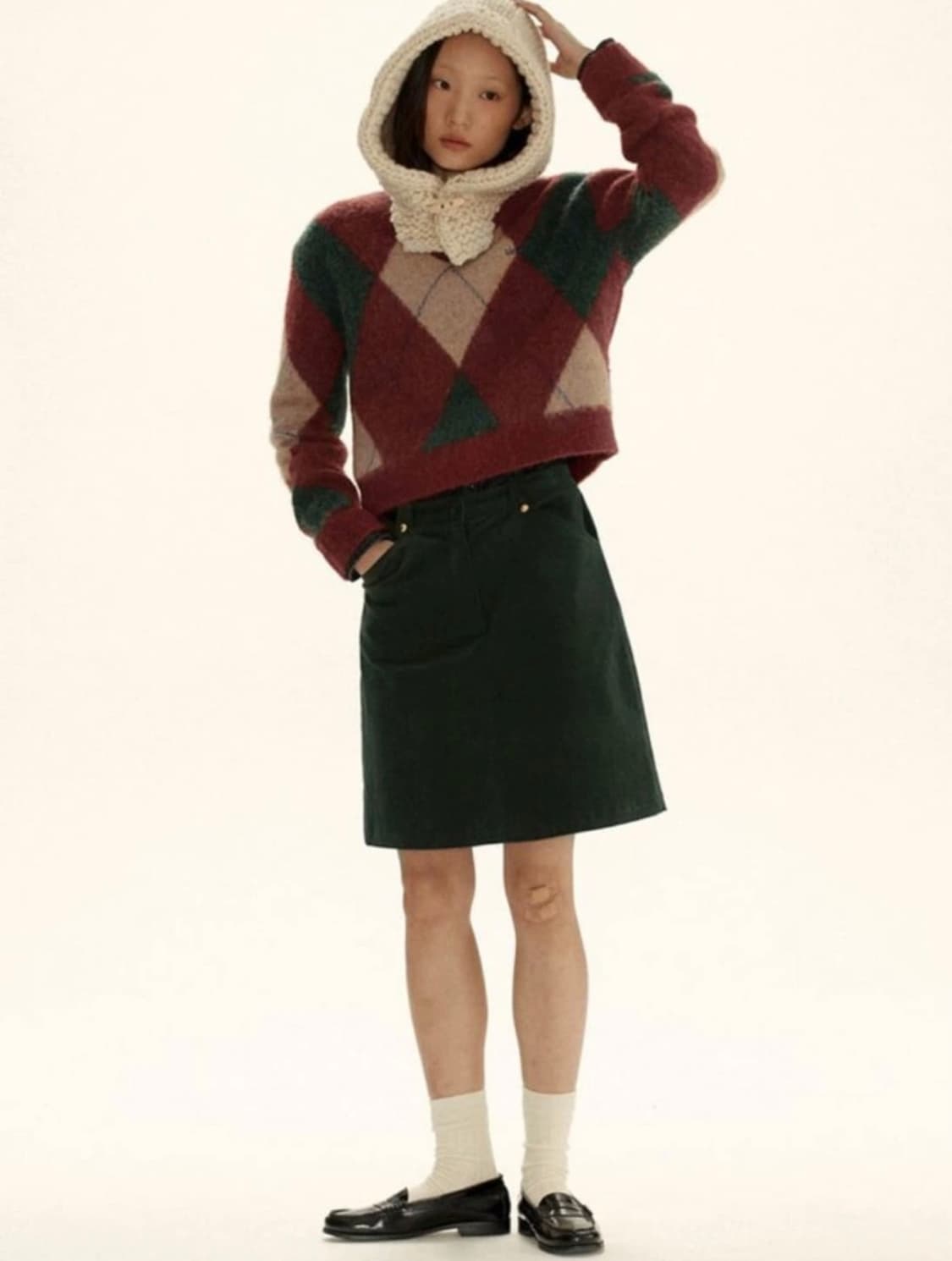 시엔느 코듀로이 스커트 그린 S 상품이미지1