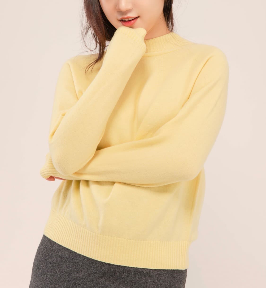 메리노 울캐시 홀가먼트 반목니트 L-엘로우 (M)새상품 상품이미지5