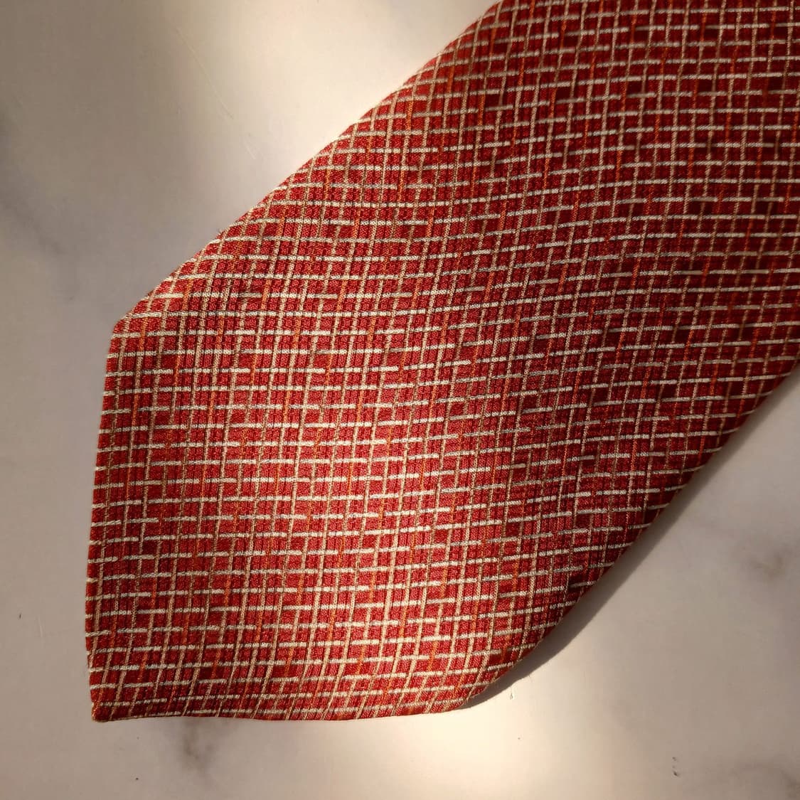 에스.티. 듀퐁 실크 오렌지 패턴 넥타이 8.5cm A등급 E825 상품이미지8