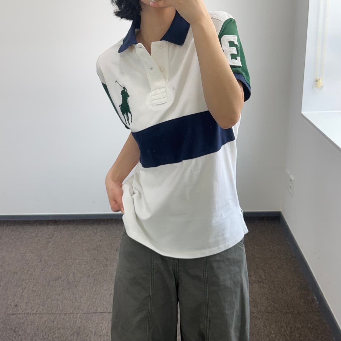 Polo 폴로 빅포니 그린 네이비 배색 카라 반팔티  상품이미지2