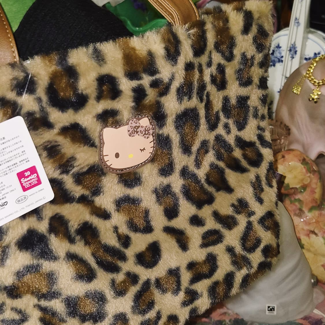 25s 키티 x 시마무라 호피 퍼 레더 토트백 상품이미지8