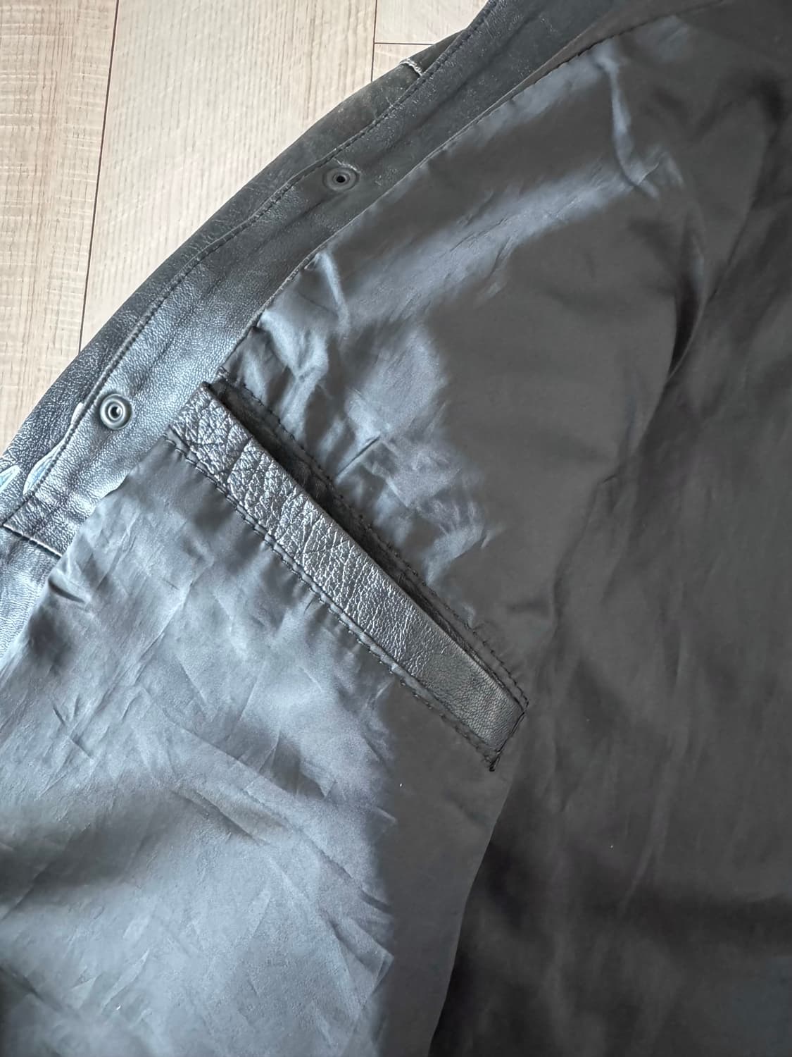 [XL] 빈티지 블루 플레임 자수 가죽 셔츠 자켓 상품이미지8