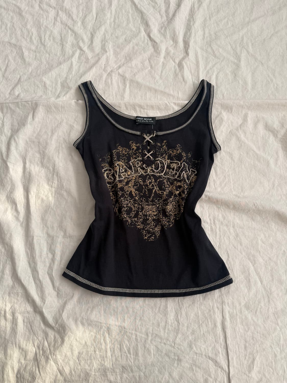 Y2k 00’s  딱붙 아일렛 슬리브리스 상품이미지1