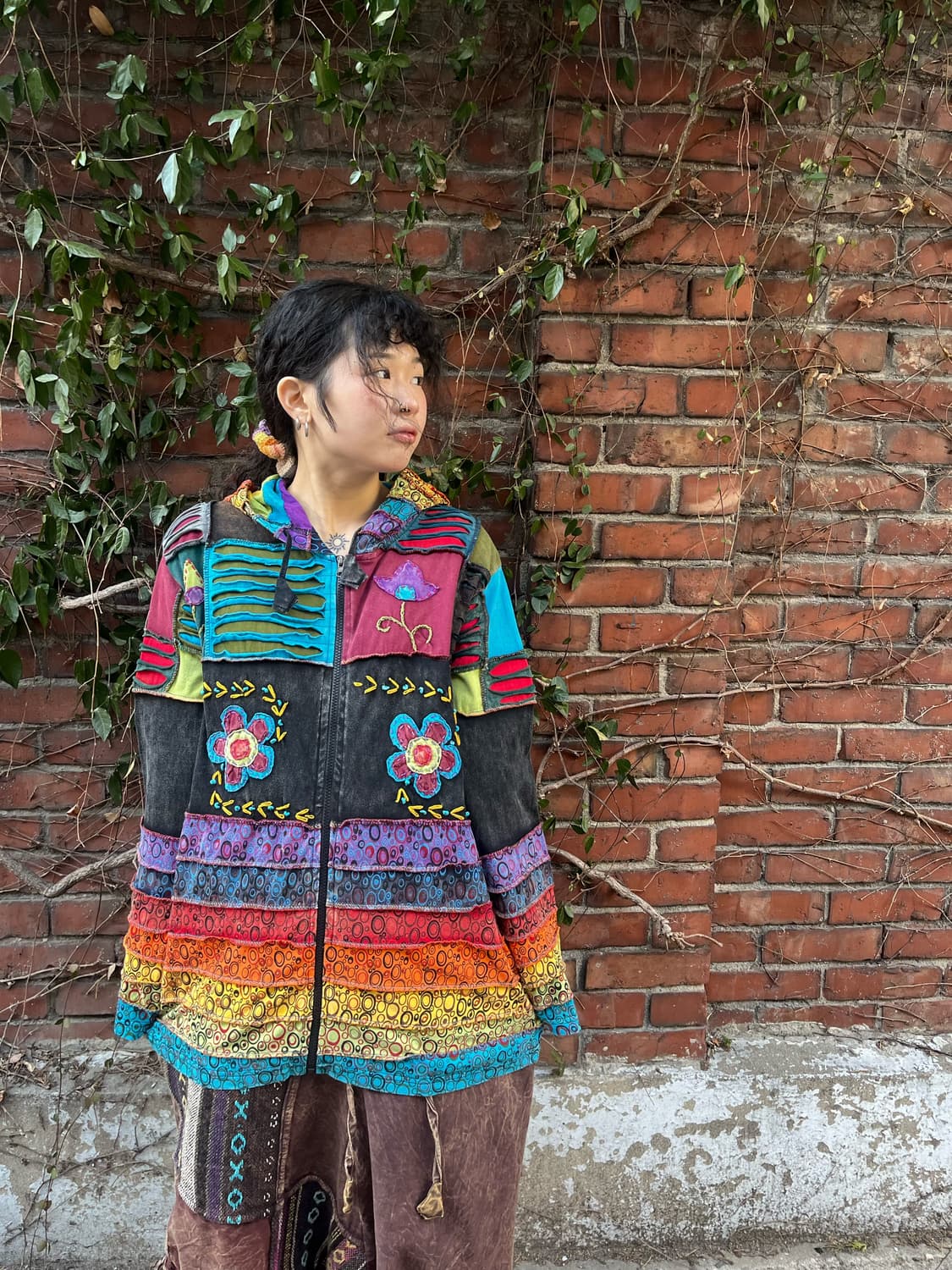 히피 패치워크 후드 집업 상품이미지2