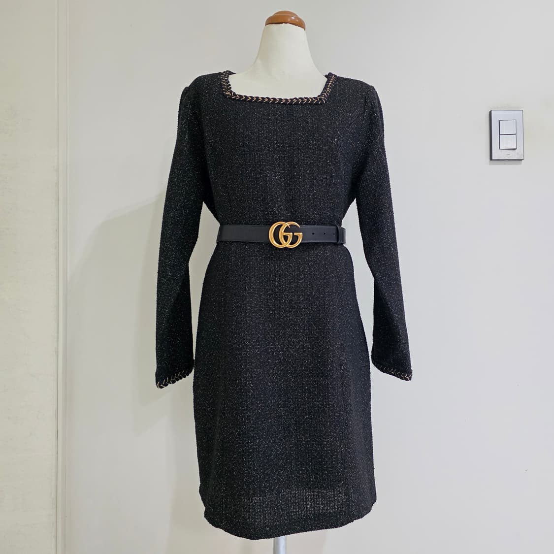 빈티지 블랙 트위드 연말 원피스 상품이미지1