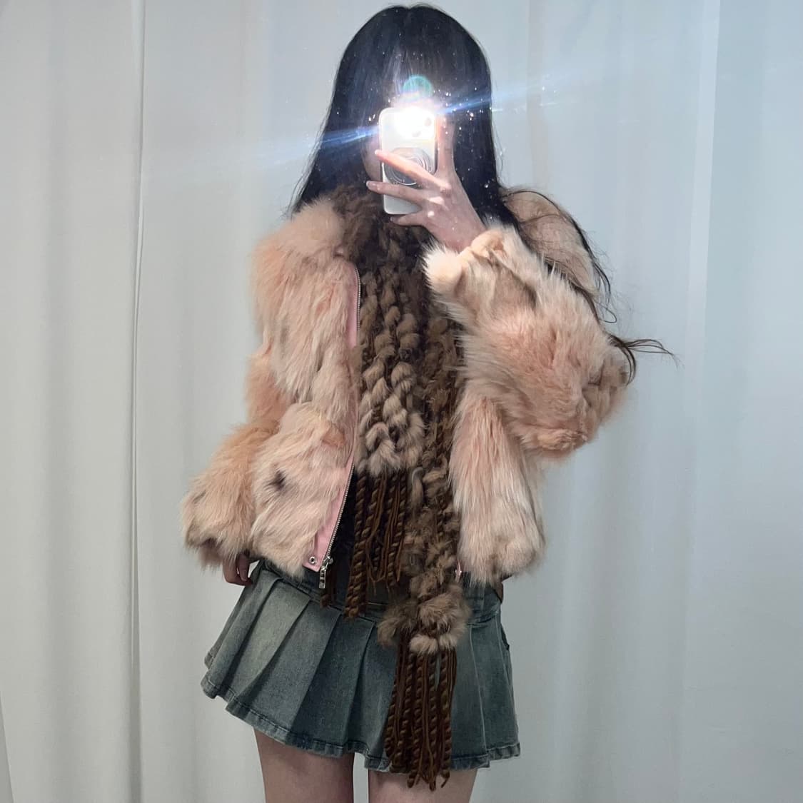 핑크 폭스 퍼 자켓 상품이미지3