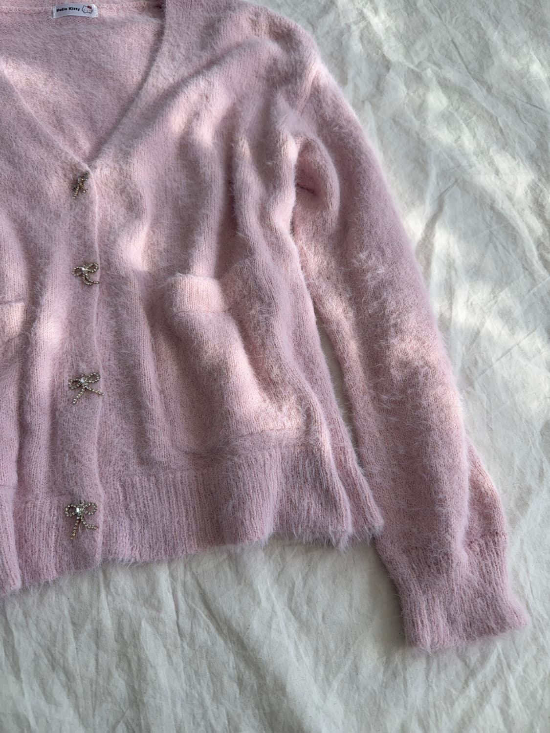 헬로키티 러블리 리본 큐빅 니트 가디건 상품이미지3