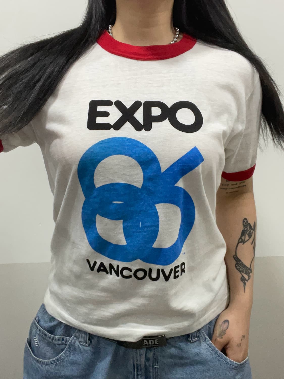 80s 밴쿠버 EXPO 86 링거 반팔 티셔츠 상품이미지1