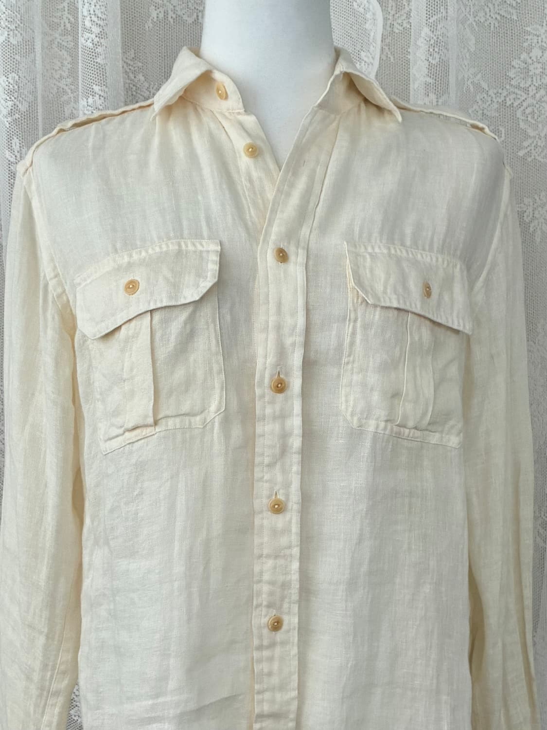 0) 랄프로렌 여성 클래식핏 린넨 100 셔츠 크림 상품이미지4