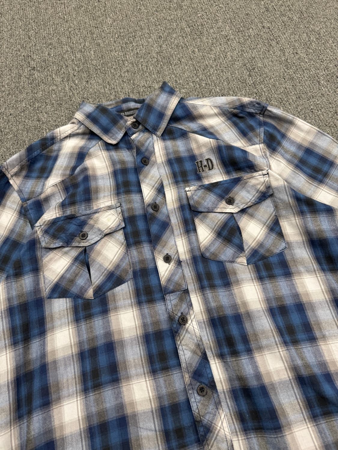 L)할리데이비슨 빈티지 자수 체크 웨스턴 긴팔셔츠 상품이미지3
