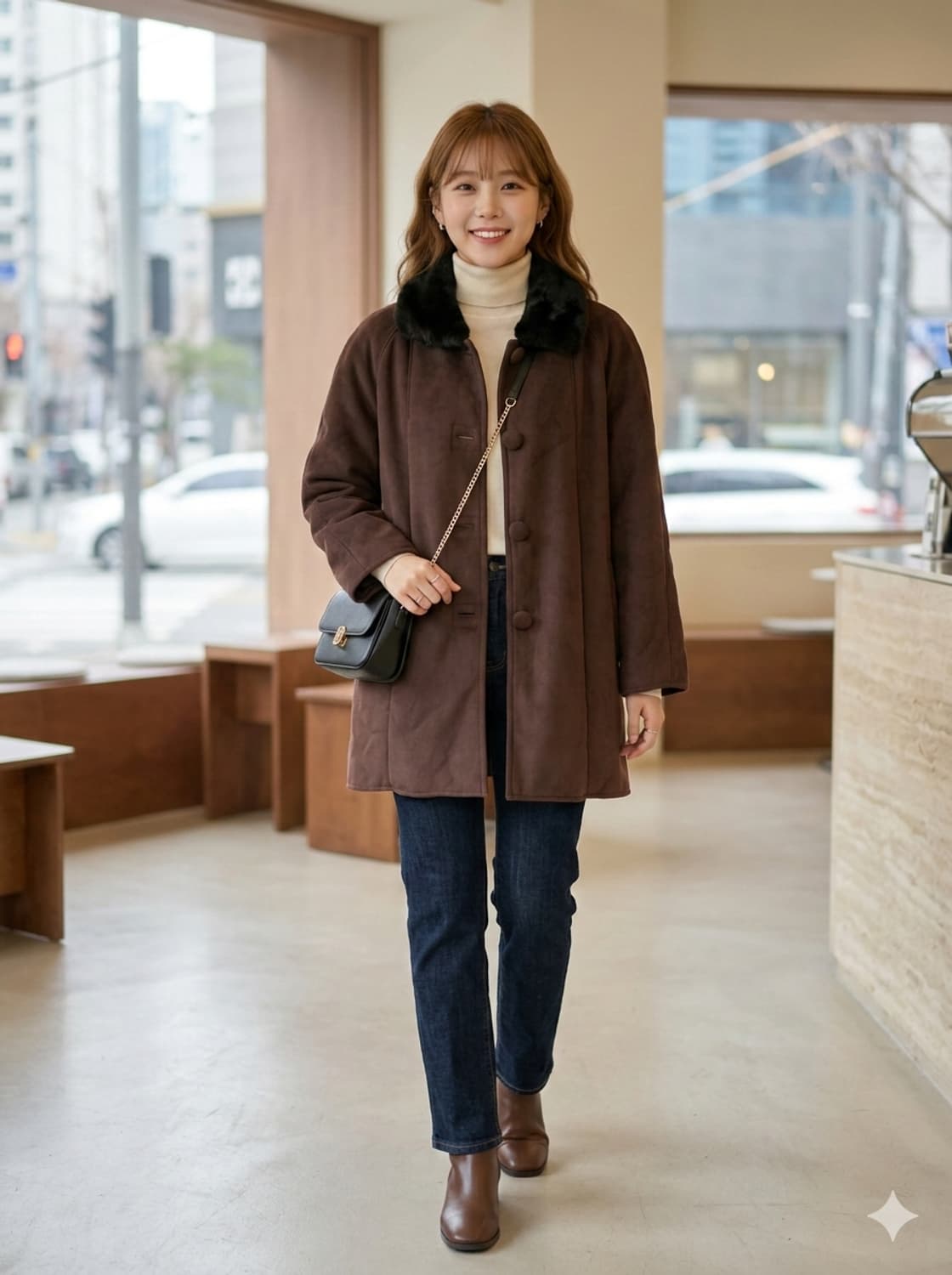 Guy Laroche 기라로쉬 페이크 퍼카라 무스탕 자켓 상품이미지1