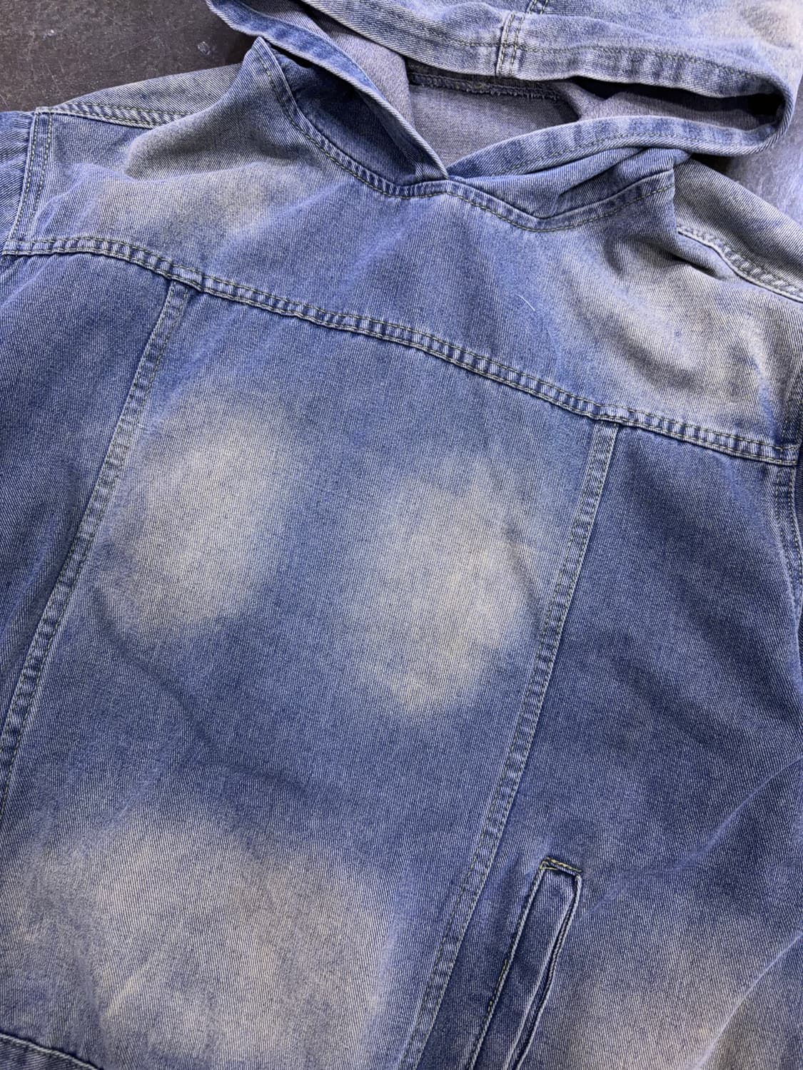 빈티지 워싱 청 데님 캐쥬얼 후드티 후디 L 상품이미지4