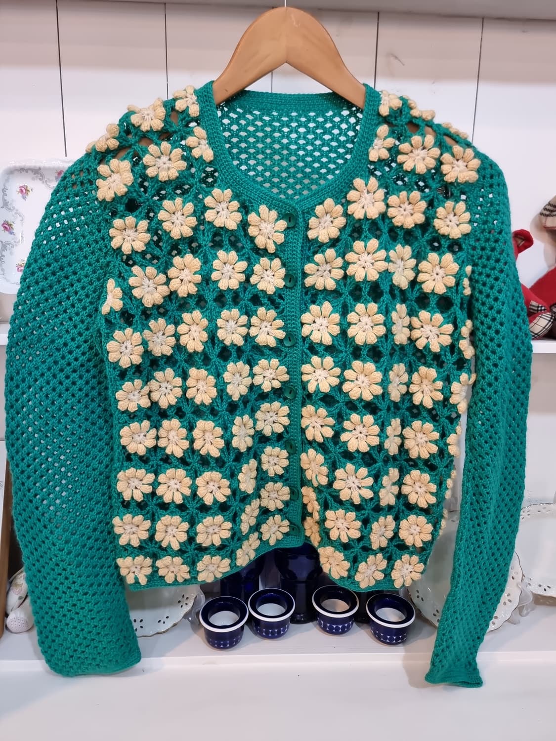 핸드메이드 꽃 모티브 크로셰 가디건 상품이미지1