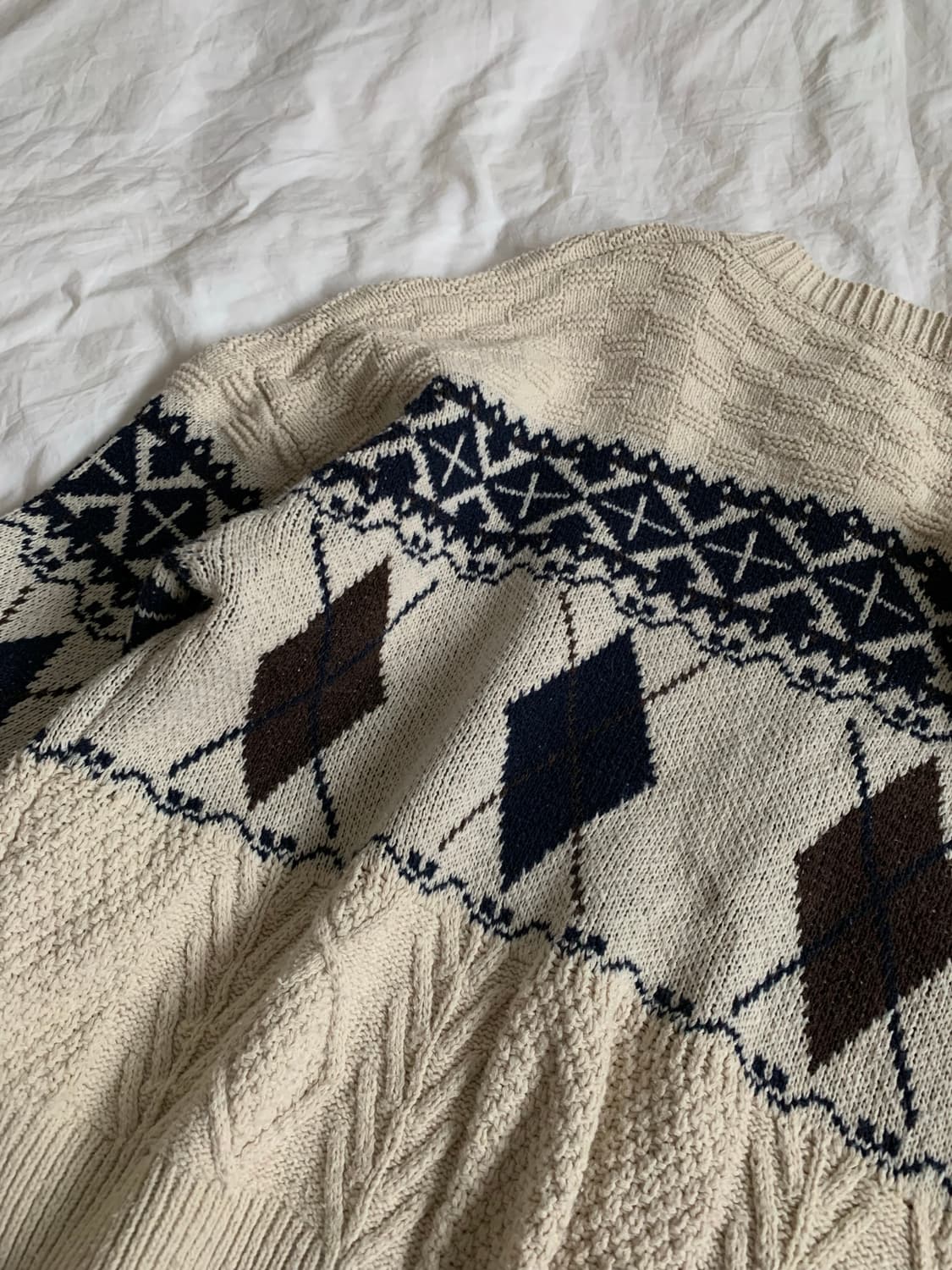 베이지 아가일 가디건 상품이미지5