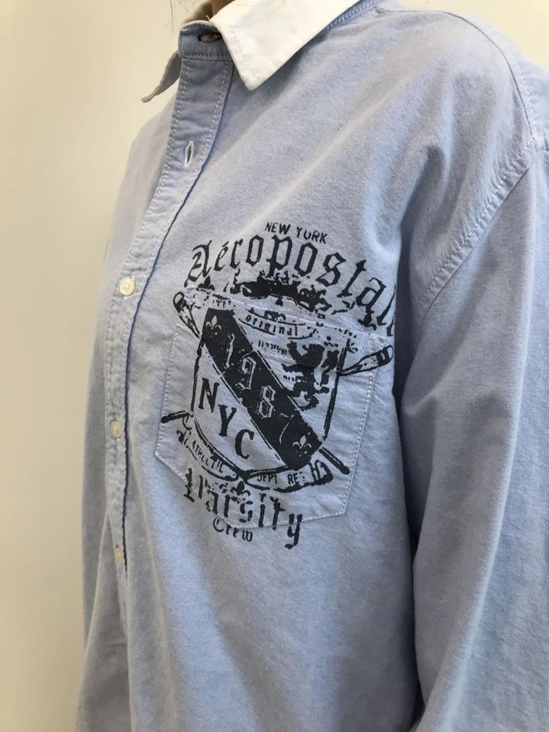 Aeropostale Oxford Shirt Sky Blue Logo 상품이미지3