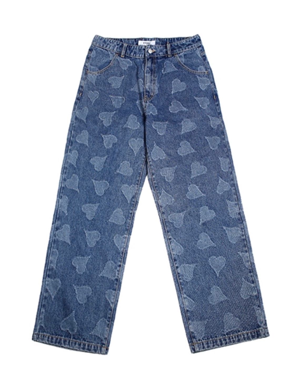 엑스톤즈 하트 데미지 밴딩 데님 팬츠 (BLUE) 상품이미지1
