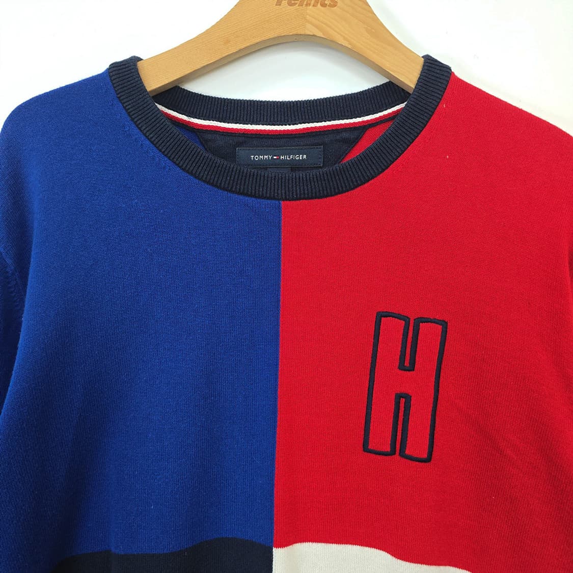 남성 타미힐피거 Tommy Hilfiger 컬러블럭 니트 스웨터 L 상품이미지2