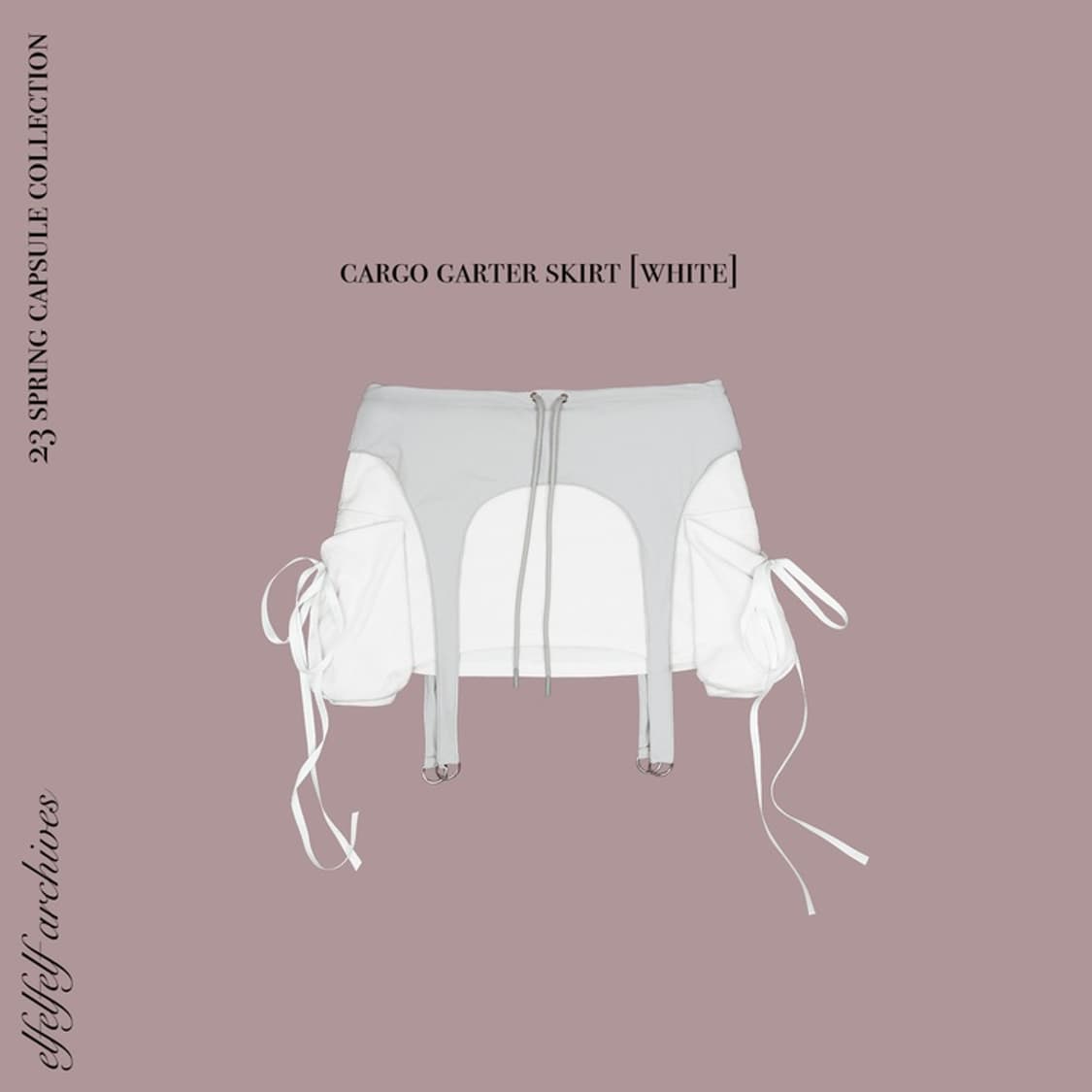[구해요!!] elfelfelf archives 카고 가터 스커트 화이트 상품이미지1