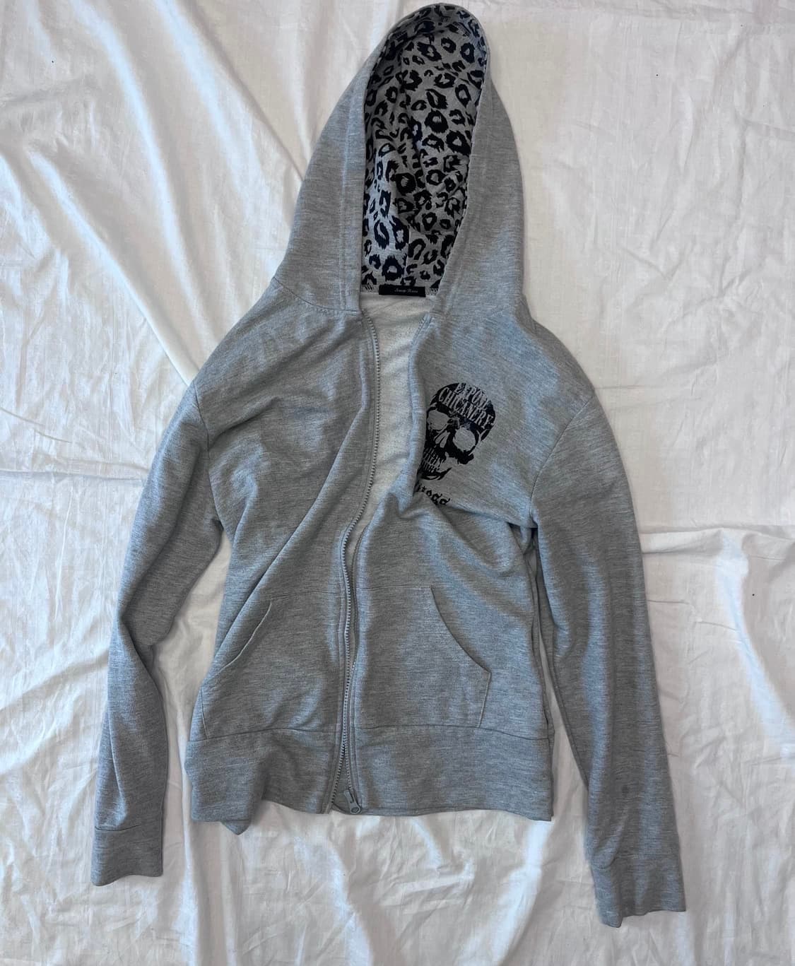 Punk 펑크 레오파드 해골 skull 후드집업 상품이미지1