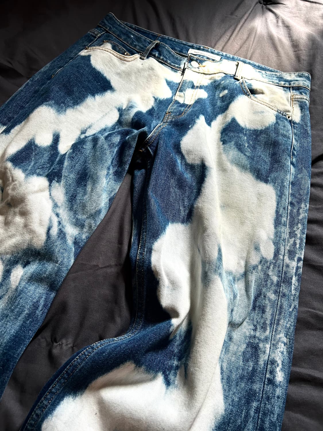 Bleached Pattern Wide Denim Pants 상품이미지3