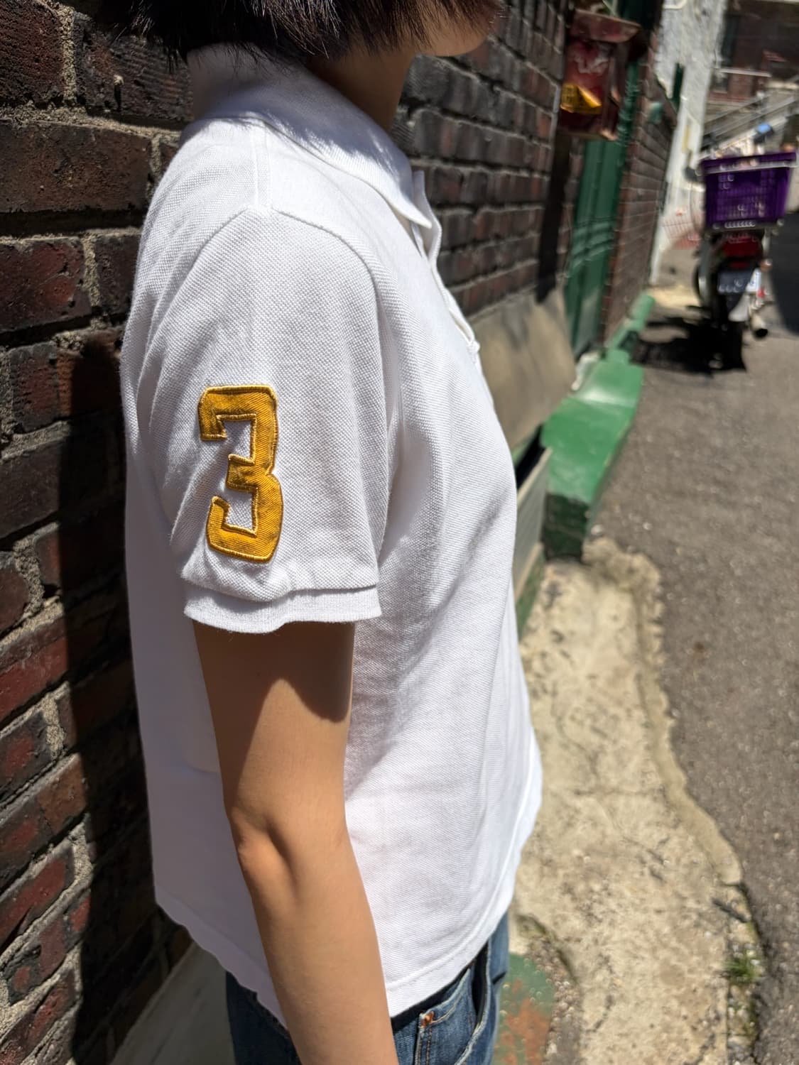 Polo Ralph Lauren 골드 빅포니 넘버링 반팔 카라 티셔츠 L 상품이미지3