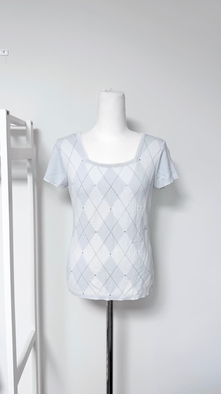 일본빈티지 민트 아가일 반팔 로걀탑 상품이미지1