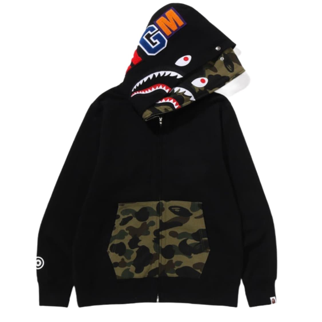 베이프 1st 카모 샤크 풀 집 더블 후드 블랙 xl 상품이미지1
