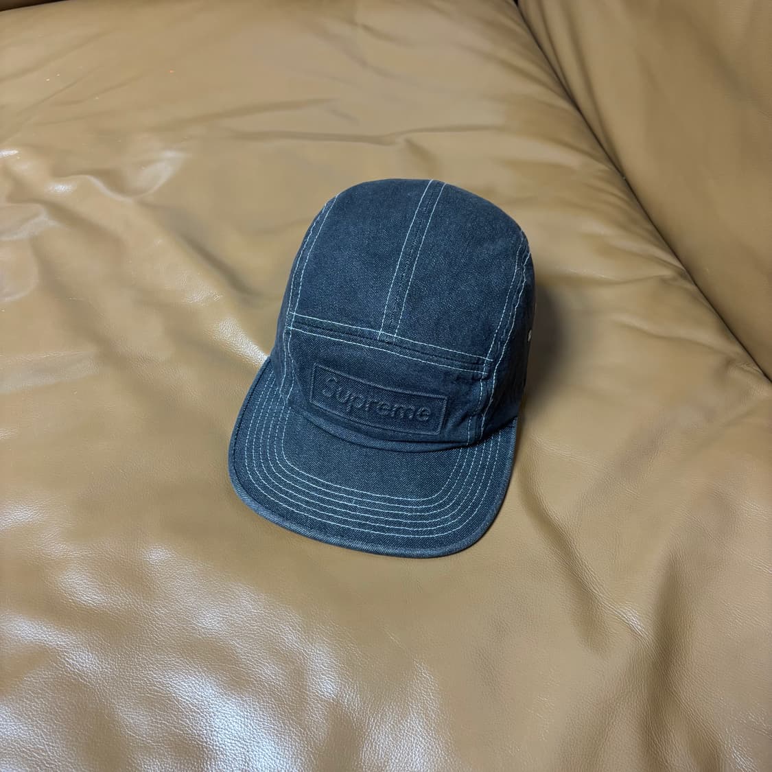 Supreme 슈프림 스티치 데님 블랙 캠프캡 모자 Denim Black 상품이미지1