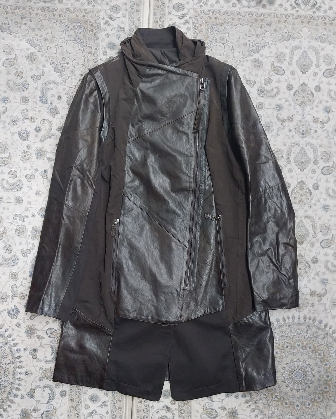 이태리 배색 양가죽  롱코트 55 상품이미지1