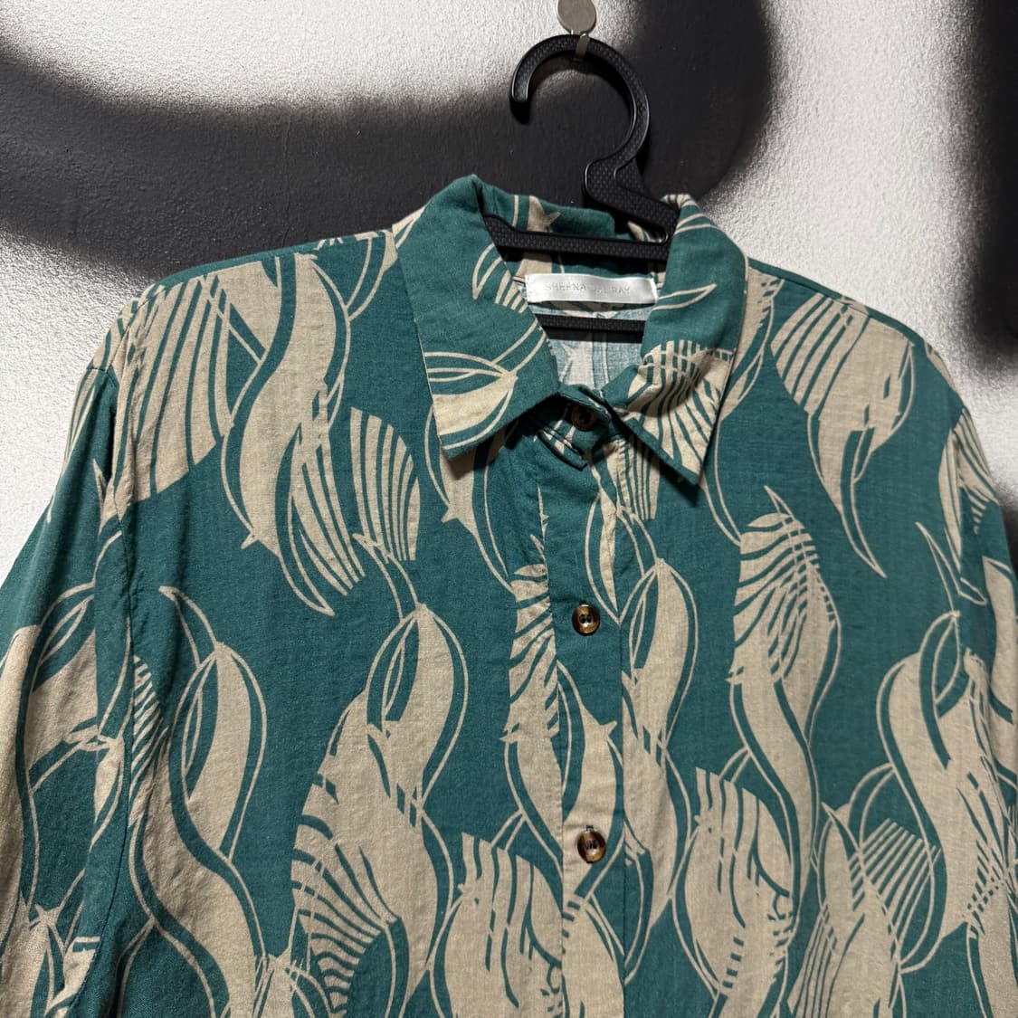 VTG 빈티지 언발란스 에스닉 풀 패턴 롱 셔츠 상품이미지3