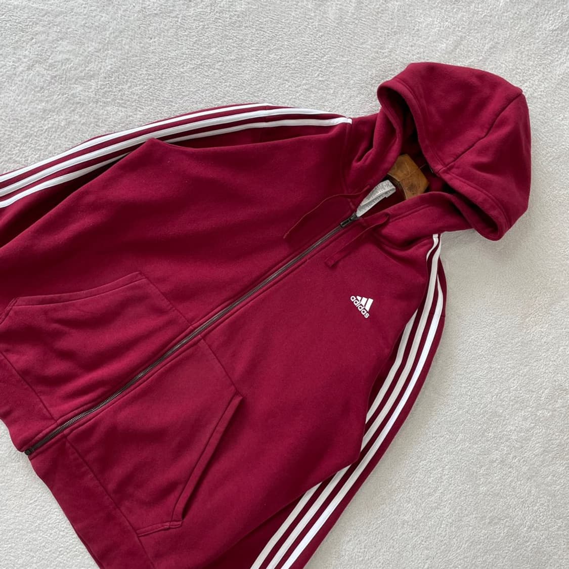 XXL 아디다스 버건디 후드집업 자켓 삼선 110 상품이미지3