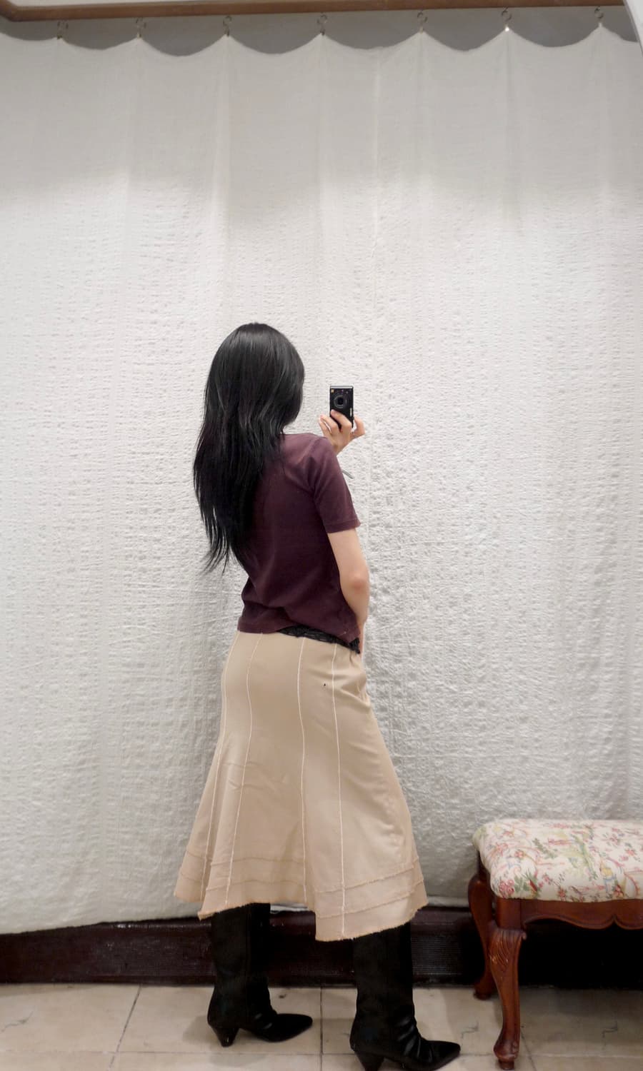 Lined ivory midi skirt 상품이미지5