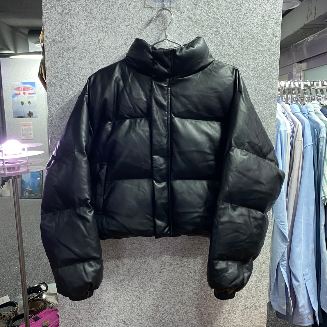 불랙업 크롭 블랙 레더 패딩 B3439 상품이미지2