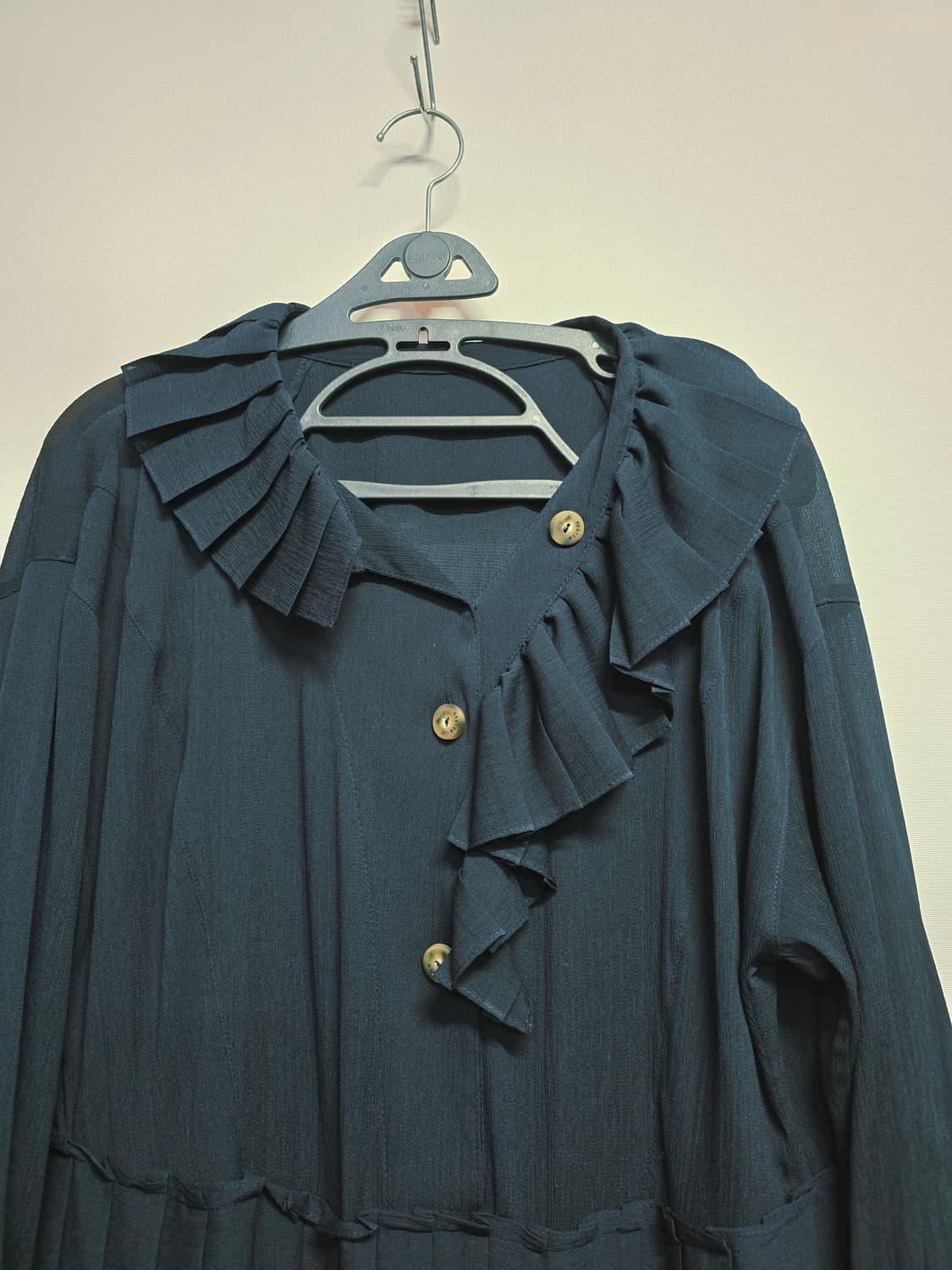 시스템 플리츠 롱원피스 프릴 카라 상품이미지2