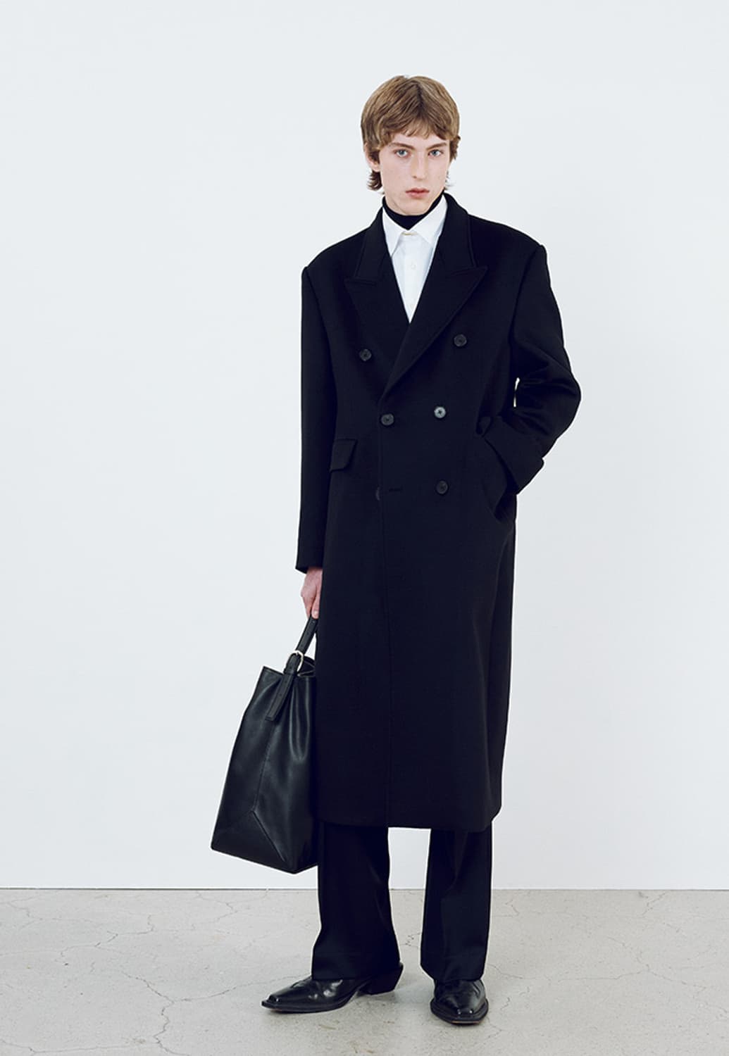 M 토니웩 울 캐시미어 더블 브레시티드 코트 블랙 미개봉 판매 상품이미지1