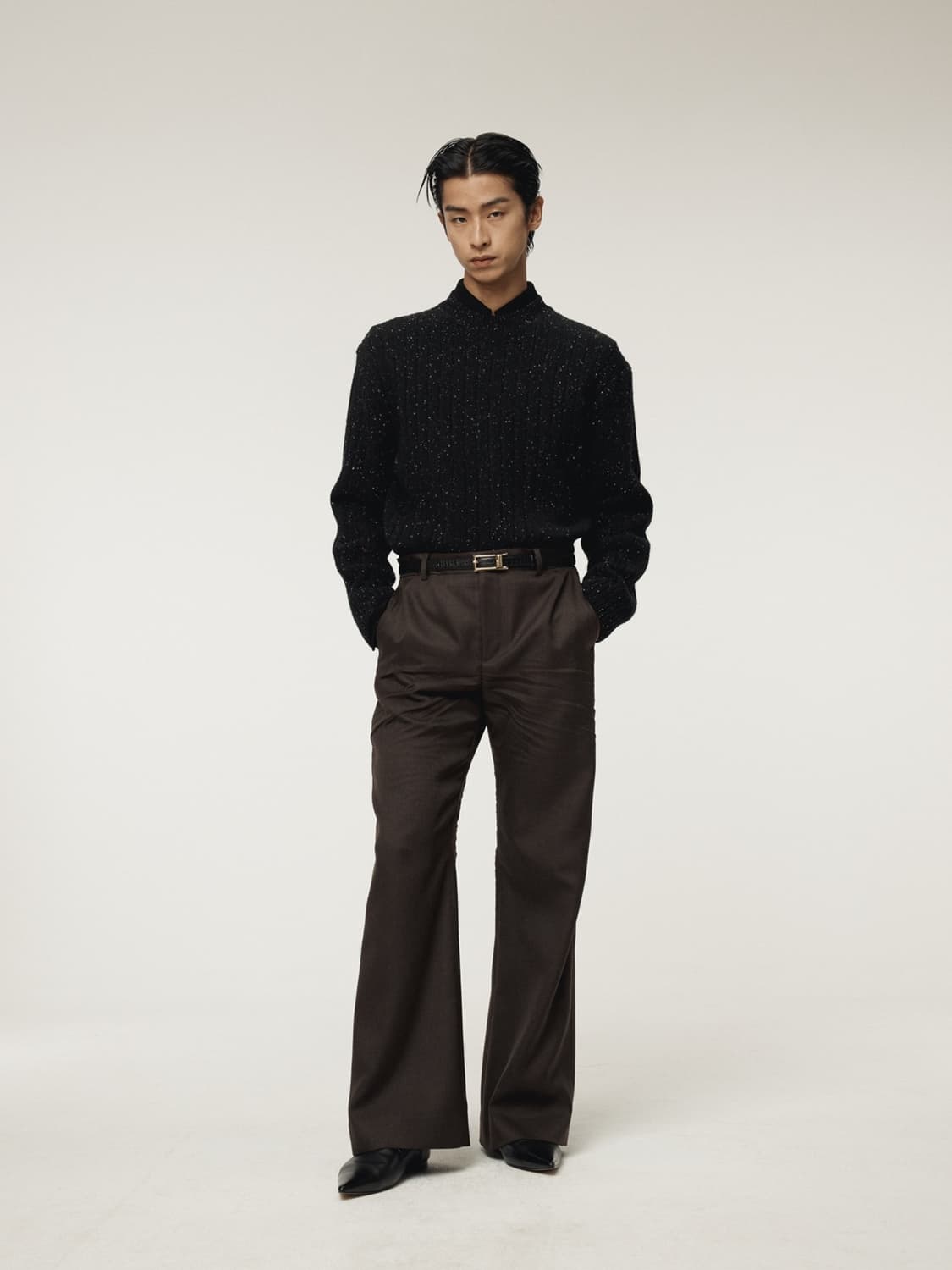 렉토 25FW 크리즈 디테일 플레어 팬츠 슬랙스 빈티지 브라운 상품이미지2