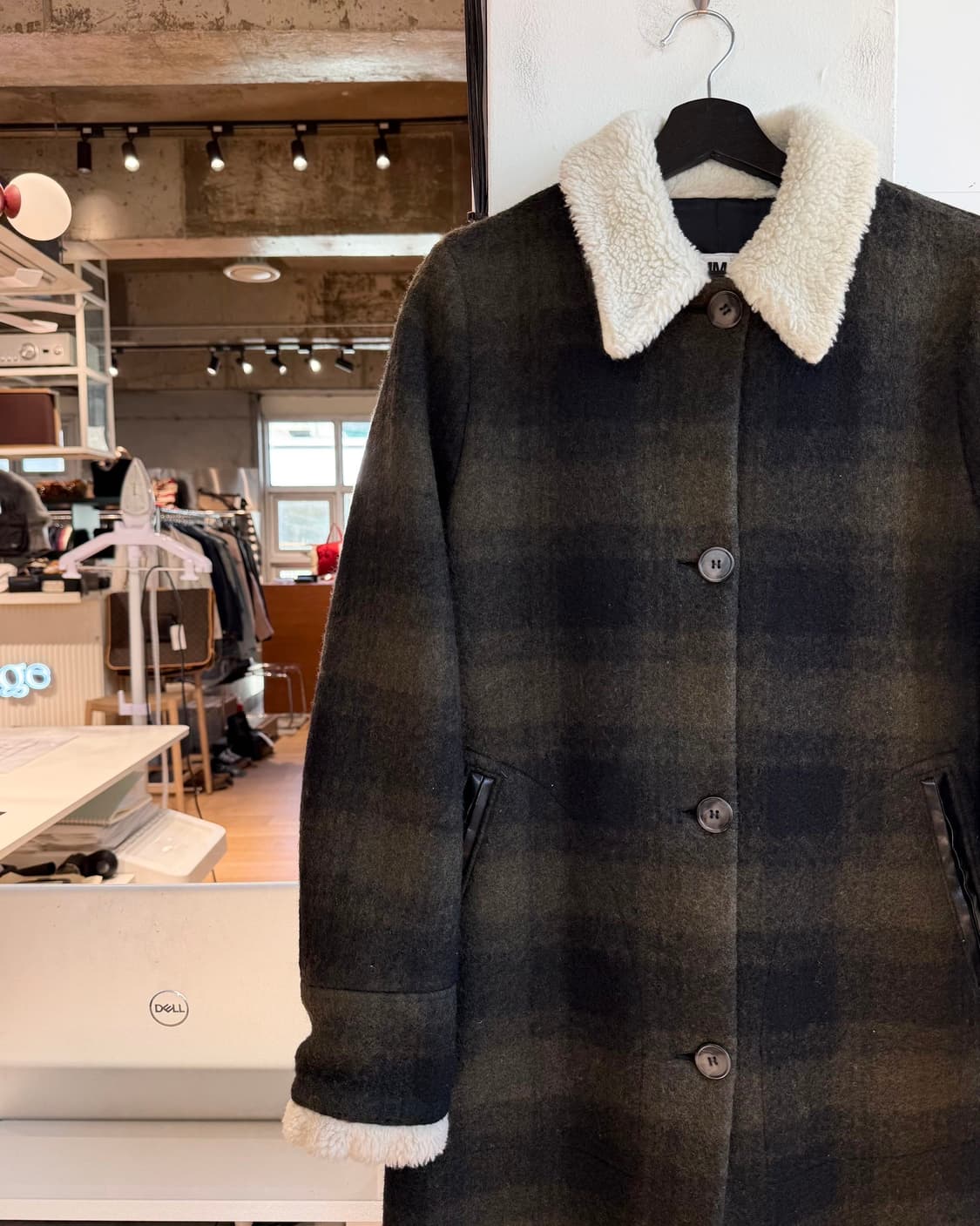 mm6 카키 체크패턴 롱 코트  상품이미지4