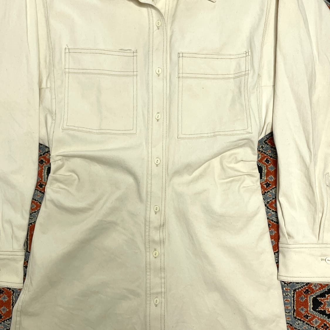 자라 아이보리 셔츠 미니 원피스 여성M 상품이미지3