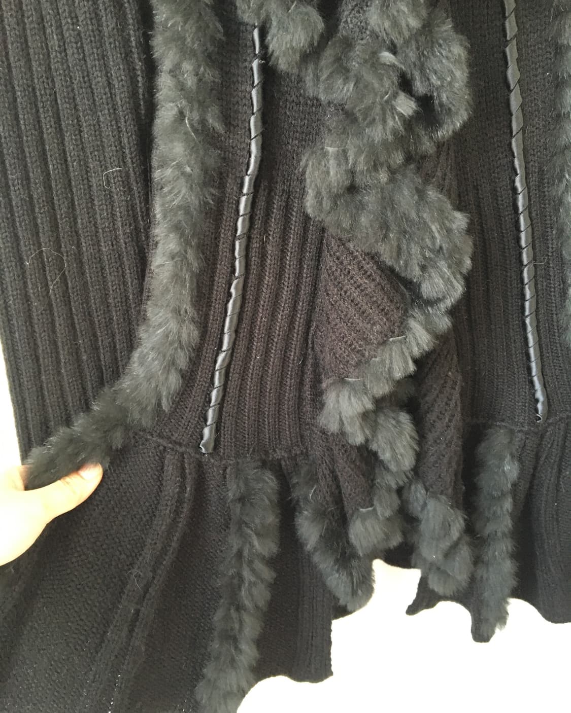 Fur trimming ruffle knit cardigan 상품이미지5