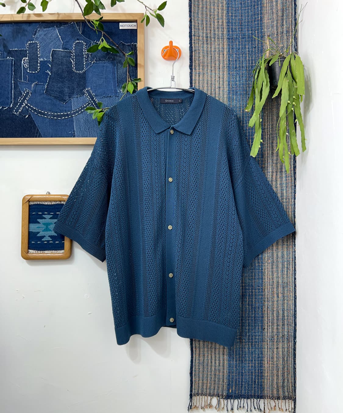 RAGEBLUE  Open Knit Half-Sleeve Shirt 상품이미지1