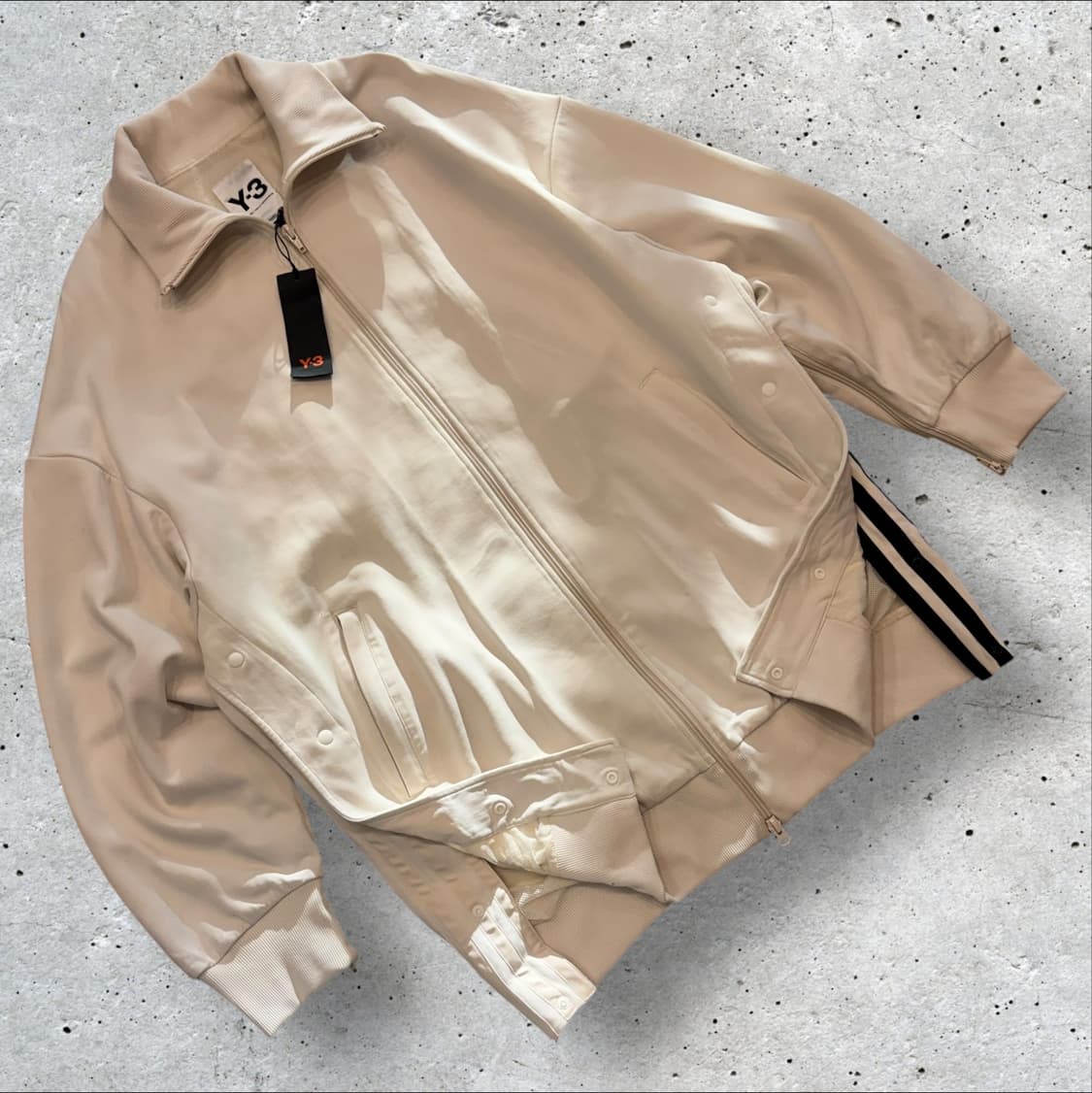 [XL] 18s 아디다스 Y-3 3선 트랙 스냅 자켓 아이보리 C908 상품이미지1