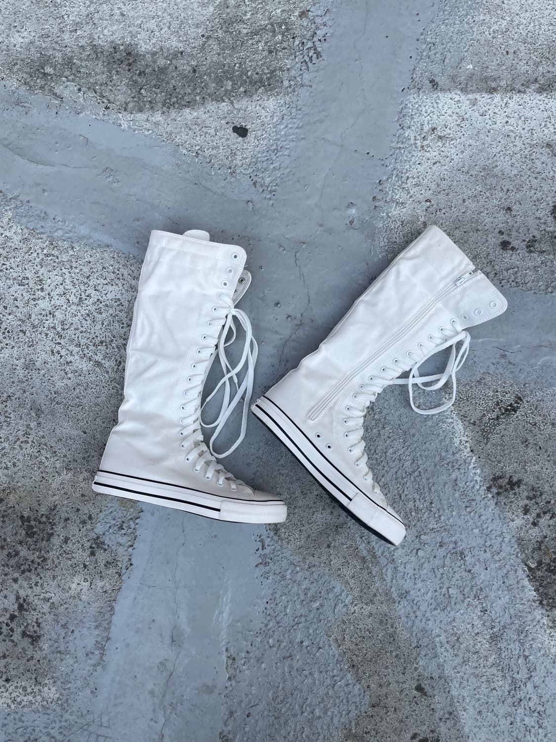 빈티지 화이트 롱 레이스업 스니커즈 상품이미지4
