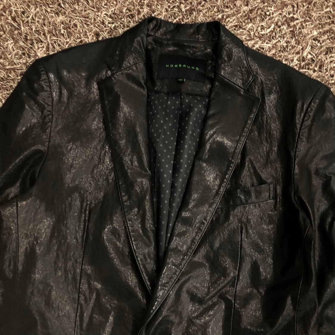 옴브루노 양가죽 원 버튼 가죽 레더 블레이저 자켓 상품이미지2