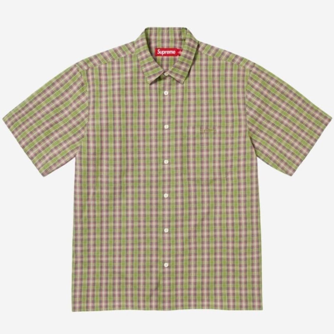 (XL) 슈프림 24ss 루즈핏 미니 플레이드 숏슬리브 셔츠 그린 상품이미지1