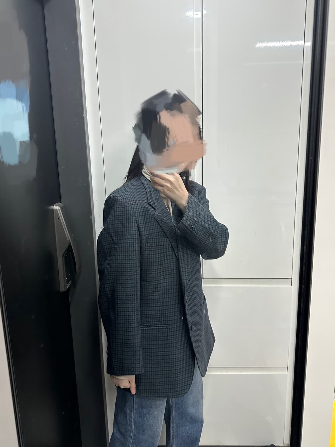 빈티지 체크 울100 자켓  상품이미지2