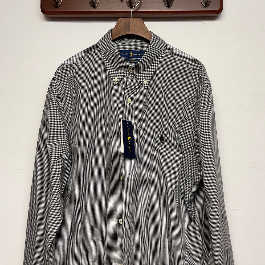 폴로 랄프로렌 깅엄 체크 블랙 코튼 셔츠   상품이미지3